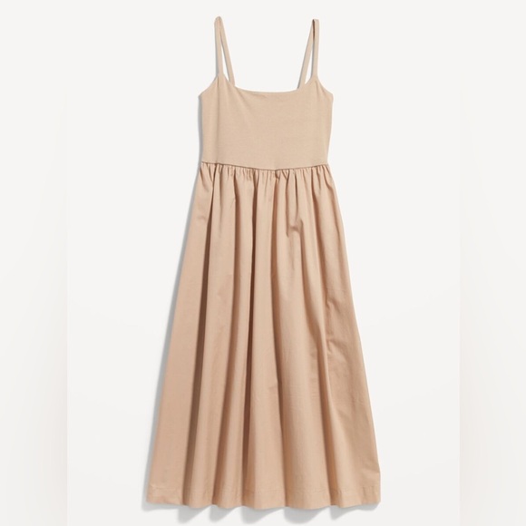 Old Navy Dresses & Skirts - Old Navy Fit and Flare Combo Midi Dress in Tan Natural